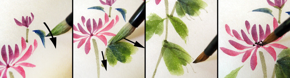 Techniques for painting a chrysanthemum with a Chinese Brush style